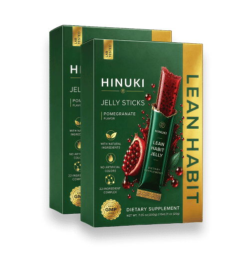 Lote de 2 packs de Hinuki — dos cajas verdes de barritas de gelatina Lean Habit